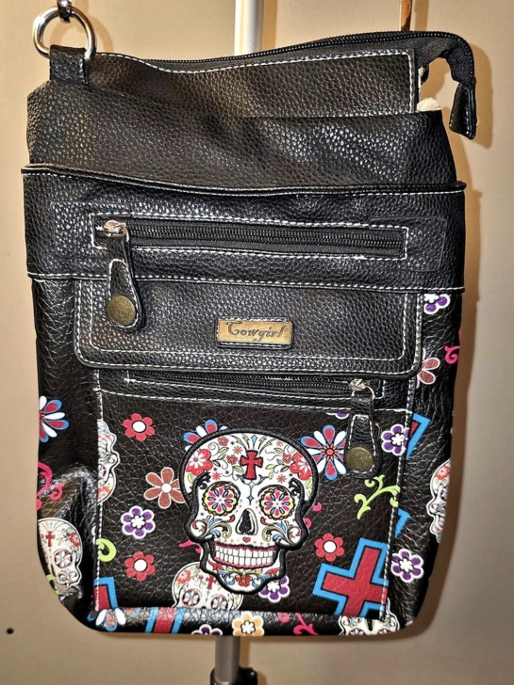Cowgirl Trendy Sugar Skull Crossbody Bag Day of the Dead NWOT Concealed Carry